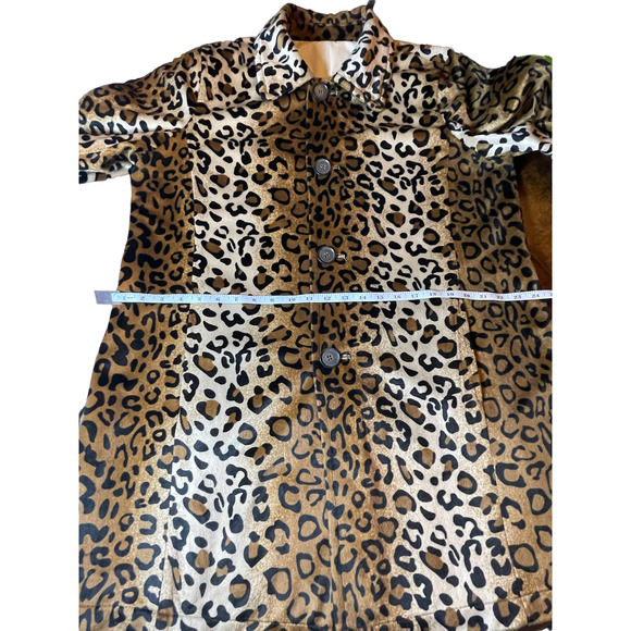Dennis Basso Reversible Tan and Leopard Cheetah Animal Print Coat Sz L Faux Fur - Picture 5 of 10
